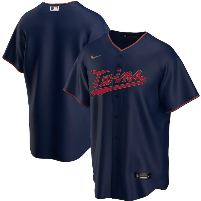 Men's Minnesota Twins Black Blue Base Stitched Jersey